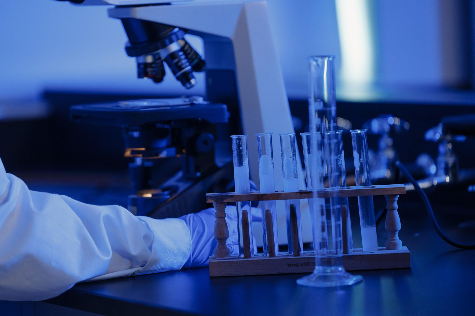 A student filling a flask during a lab